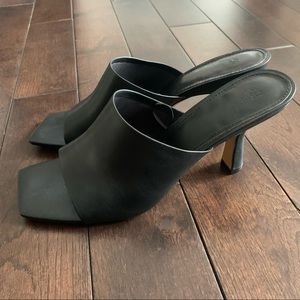 Black Faux Leather Mule Sandals  | H&M | 9.5